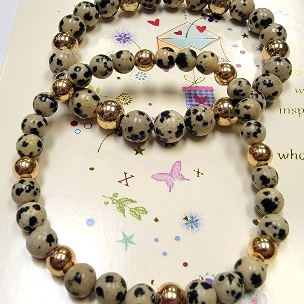 Dalmatian Gemstone Bracelet Set